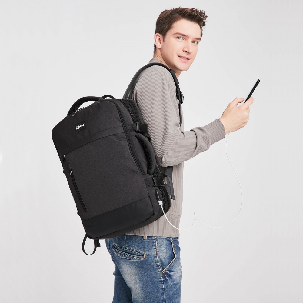 E2014 Kono Water Resistant Expandable Travel Backpack Black